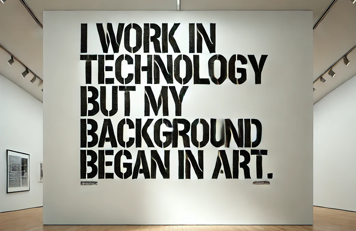 Gallery wall with text installation